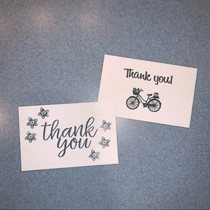 NEW! 20 Simple Hand Stamped Flower Thank You Cards